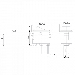 Выключатель клавишный 250V 3А (2с) ON-OFF красный Micro REXANT