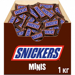 Шоколадный батончик Snickers Minis с карамелью, арахисом и нугой, 1кг