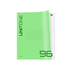 Тетрадь 96л. клетка BG "UniTone. Neon", пластиковая обложка, неон салатовый