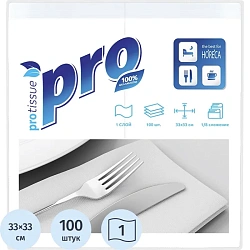 Салфетки бумажные Protissue 1сл 33х33 белые 100шт в уп С232