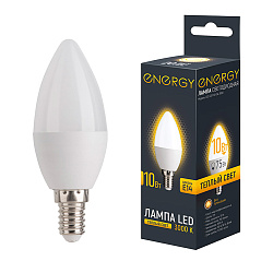 ЛАМПА СВЕТОДИОДНАЯ "ENERGY" СВЕЧА С37 10W 3000 К E14, ТЕПЛ. СВЕТ (10/100)