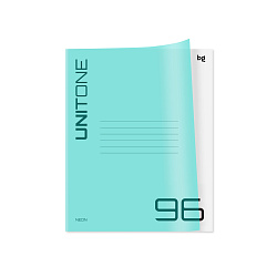 Тетрадь 96л., А5, клетка BG "UniTone. Neon", пластиковая обложка, неон голубой