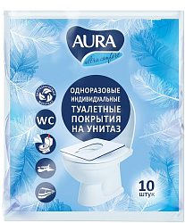 Одноразовые покрытия Aura на сиденье унитаза 10 шт