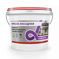 Краска водно-дисперсионная фасадная Alfavit серия Альфа, белая, 3 кг