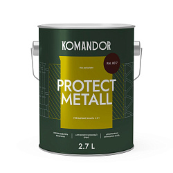 Грунт-эмаль по ржавчине 3 в 1 Komandor Protect Metall, глянцевая, 2,7 л, RAL 8017, коричневый