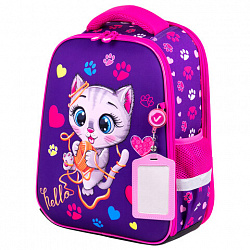 Ранец BRAUBERG FIT, 2 отделения, "Playing kitty", 3D панель, 38х27х14 см, 270615