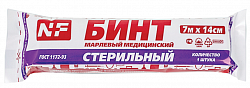 Бинт марлевый стерильный 14см х 7м, плотность 32(±2) г/м2, индивидуальная упаковка, NF