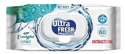 Ultra Fresh Premium Antibacterial Влажные салфетки 60 шт с клапаном (12шт/ящ) с экстрактом эвкалипта