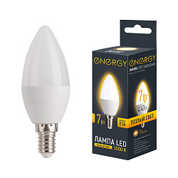 ЛАМПА СВЕТОДИОДНАЯ "ENERGY" СВЕЧА С37 7W 3000 К E14, ТЕПЛ. СВЕТ (10/100)