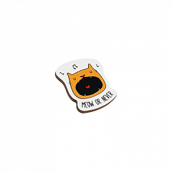 Значок деревянный MESHU "Meow", прямая УФ-печать, 2,9*3,4см