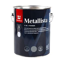 Краска для металла по ржавчине 3в1 Tikkurila Metallista (Металлиста), 2,3 л, серебряная