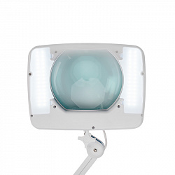 Лупа на струбцине REXANT, квадратная, 5D, с подсветкой 60 SMD LED, сенсорный регулятор яркости, белая