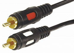 Шнур 2 RCA - 2 RCA, длина 1,5 метра, черный (GOLD) REXANT
