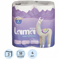 Бумага туалетная Lama 3 слоя целлюлоза 18м 4шт/уп