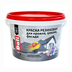 Краска резиновая Dali, глубокоматовая, 3 кг, RAL 7024, серый графит