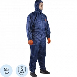 Комбинезон многоразовый защитный с капюшоном JetaSafety JPC75b синий р.М
