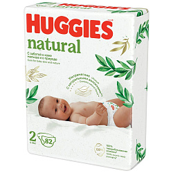 HUGGIES Нэйчурал Подгузники размер 2 (4-8кг), 82 шт