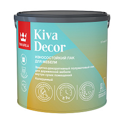 Лак для дерева Tikkurila Kiva Decor (Кива Декор), акрилатный, база EP, бесцветный, 2,7 л
