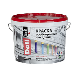 Краска фасадная особопрочная Dali, акриловая, глубокоматовая, база C, бесцветная, 9 л