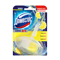 Средство для унитаза Domestos Лимон 3 в 1 подвесной блок, 40 гр