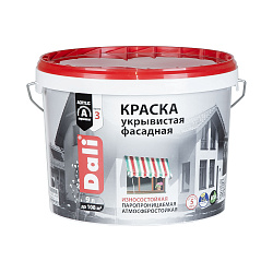 Краска фасадная укрывистая Dali, акриловая, глубокоматовая, белая, 9 л