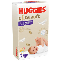 HUGGIES Элит Софт Трусики-Подгузники 3 (6-11кг) 72шт