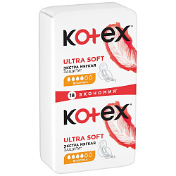 KOTEX Прокладки гигиенические Ультра Софт Нормал, 18 шт