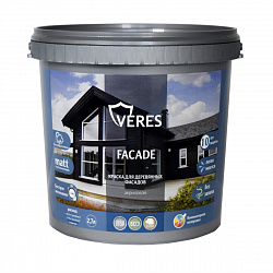 Краска для деревянных фасадов Veres Facade, акриловая, матовая, 2,7 л, свежая зелень