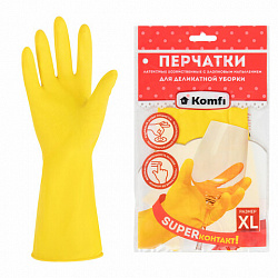 Перчатки МНОГОРАЗОВЫЕ латексные "Для деликатной уборки" р-р XL (оч большой) вес 32г KOMFI, шк82197, DGL019L