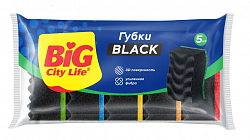 BIG City 5шт Губки кухонные с волнистой поверхностью Максима Black