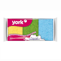 YORK 3шт/уп Губки для посуды Колор Люкс