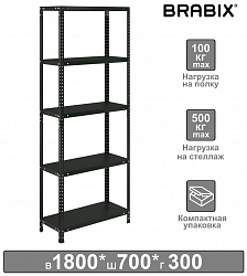 Стеллаж металлический BRABIX "ГРАФИТ MS KD-185/30/70-5", лофт, 1850х700х300 мм, 5 полок, сборная стойка, 291267, S240BR123593