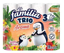 HAYAT "Familia" TRIO Туалетная бумага Солнечный фрукт трёхслойная, 12 шт