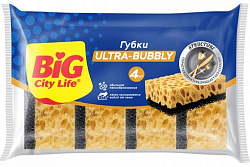 BIG City Губки кухонные крупнопористые Ultra bubbly 4 шт (10шт/ящ)