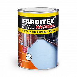 Мастика битумно-резиновая для кровли Farbitex, гидроизоляционная, 4 кг