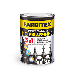 Грунт-эмаль по ржавчине 3 в 1 Farbitex, алкидная, глянцевая, 0,8 кг, RAL 7024, графит