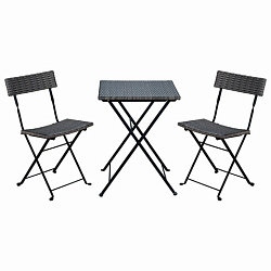 Комплект складной мебели (стол и 2 стула) NOSTRESS Wicker FS-020, металл черный, иск., 680061