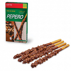 LOTTE 36г Печенье-соломка Pepero Almond в шоколадной глазури с миндалем