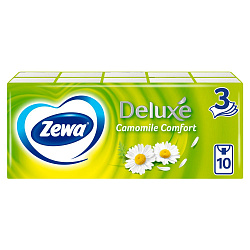 ZEWA 10шт Носовые платочки Deluxe Ромашка 3-х слойные