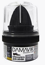 DAMAVIK Крем-блеск для обуви с губкой, пласт.банка 50мл. черный