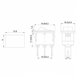 Выключатель клавишный 250V 3А (3с) ON-ON красный Micro REXANT