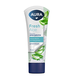 Крем для рук Aura Beauty с глицерином и экстрактом алоэ увлажняющий, 75 мл