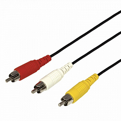Шнур REXANT 3 RCA - 3 RCA, 1.5 м, черный (10 шт./уп.)