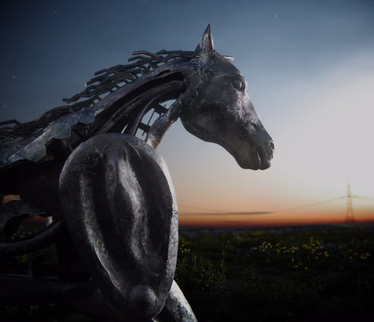Metal horse.