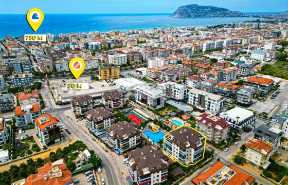 Большая квартира с мебелью 2+1 в комфортном комплексе в районе Оба в Турции - фото 3