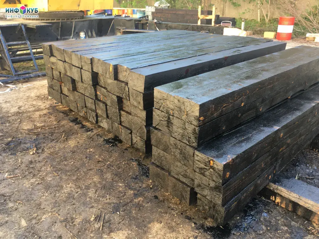 Пропитанные деревянные шпалы Тип 1 и Тип 2 от производителя | Брус для стрелочных переводов
