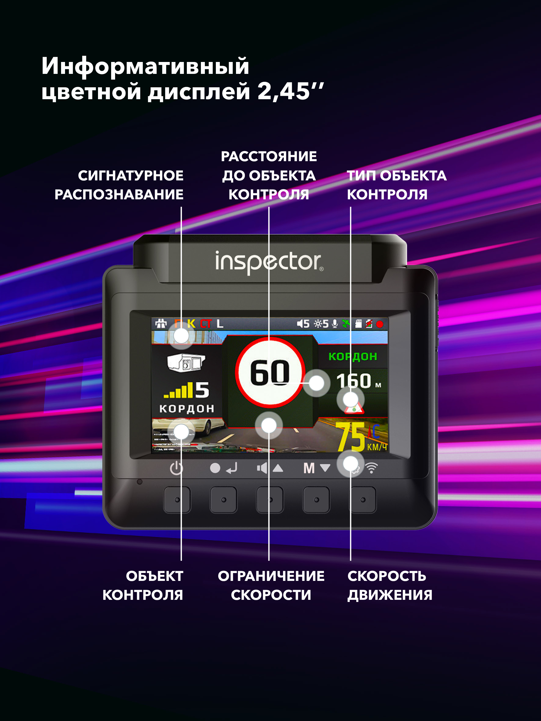 Видеорегистратор с сигнатурным радар-детектором и LNA-усилителем Inspector Bravo S Pro