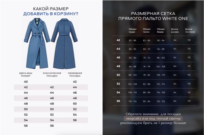 Пальто прямое синее