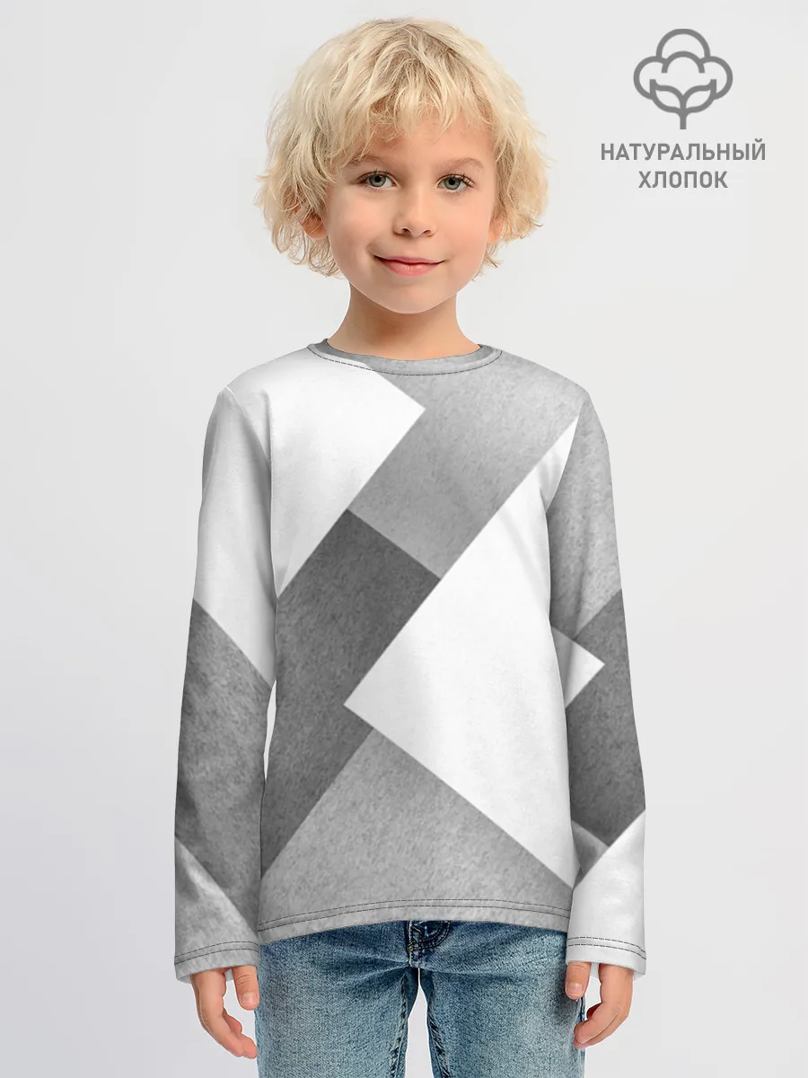 Детский лонгслив хлопок / P001_SchoolWhiteSquare