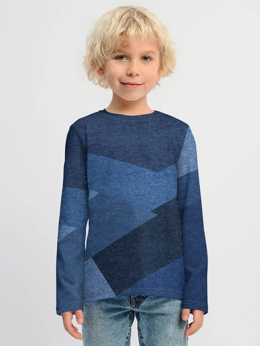Детский лонгслив хлопок / P001_SchoolDarckBlue